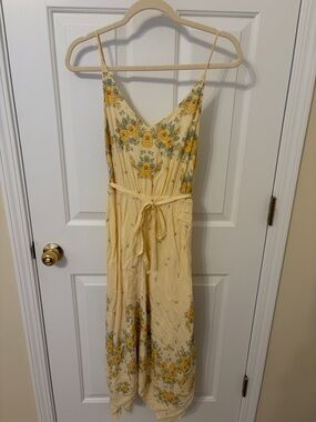 Urban Outfitters Yellow Floral V-Neck Spaghetti Strap Dress